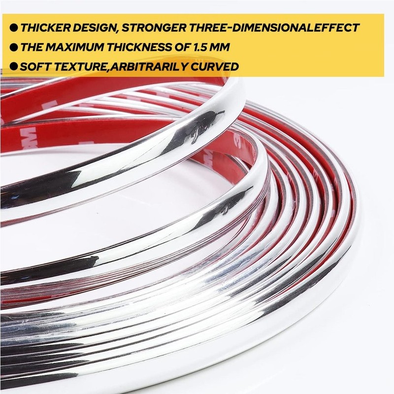 Chrome Trim Molding Strip Car Door Window Bumper Side Trime Protector 25ft 10mm gallery