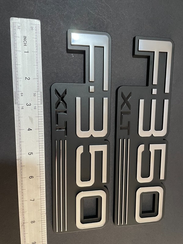 New 92 93 94 95 96 XLT Fender Black Chrome Emblem Badge Side F 350 2PCS gallery