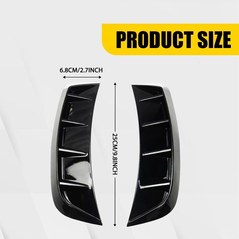 2Pcs Car Black Glossy Side Fender Air Vent Wing Cover Trim Universal Accessories gallery