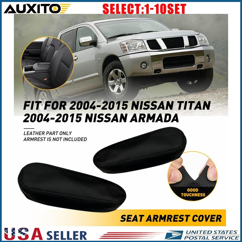For Nissan Armada 2004-2015 Titan Seat Armrest Leather Cover Protect Black 1-10X