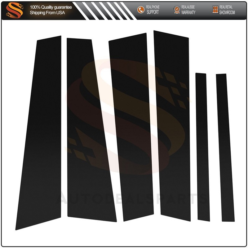 For 2006-2011 BMW 3-Series Door Trim Glossy Black Cover Pillar Posts 6pcs Set