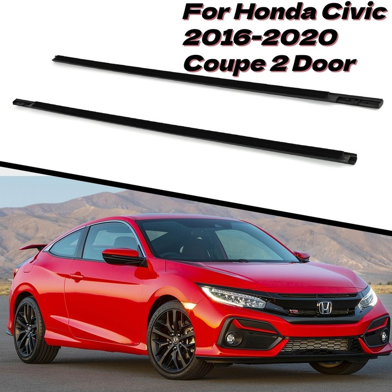 Left&Right Black Weatherstrip Belt Molding For 2016-2020 Honda Civic Coupe 2Door