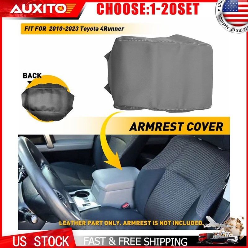 For Toyota 4Runner 2010-23 Gray Leather Style Center Console Armrest Cover 1-10X