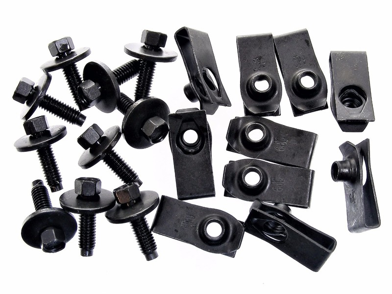 Ford Body Bolts & U-nut Clips- M6-1.0 x 22mm Long- 8mm Hex- 20pcs (10ea)- #137
