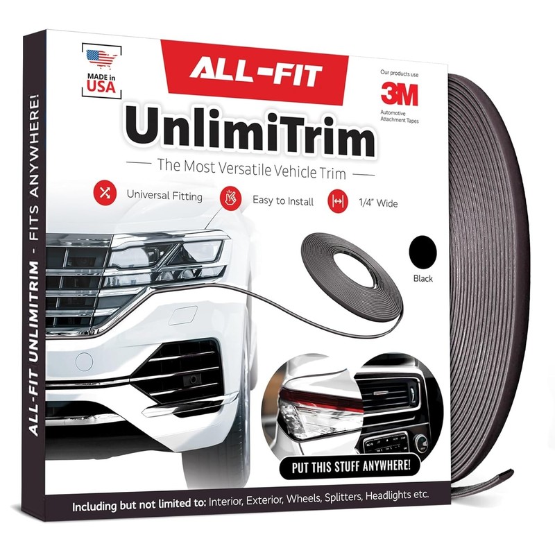 All-Fit UnlimiTrim Universal 1/4″ Decorative Trim Molding Fits Anywhere (Black)