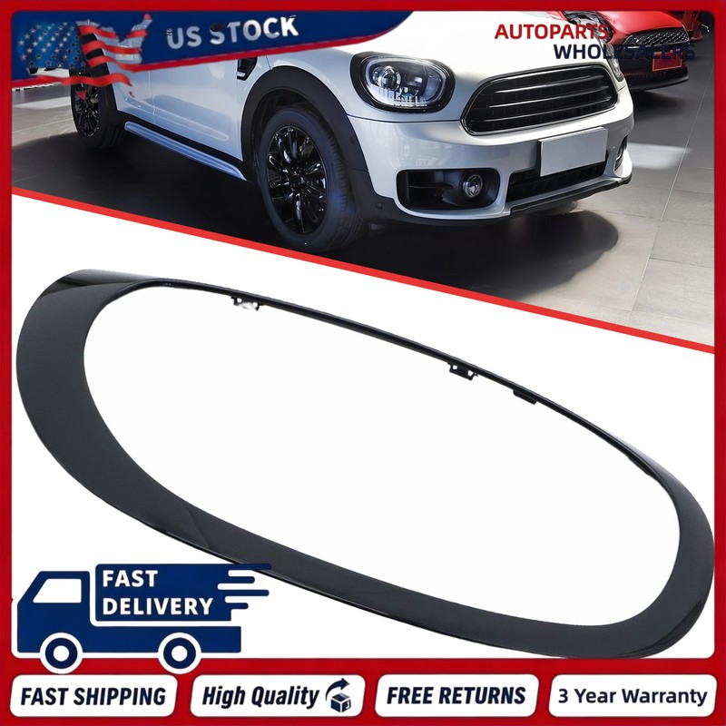 Black Headlight Bezels Passenger RH Side Hand For Mini Cooper Countryman 2017-24