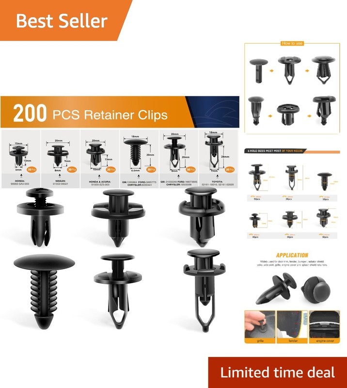 Versatile 200 Pcs Automotive Fastener Set – Essential Clips for All Vehicles
