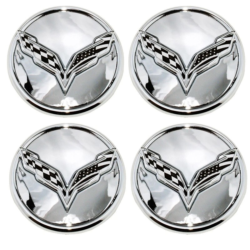 4Pc US Flag Chrome Wheel Center Cap Fits 2014-2019 C7 23217059 68mm 2.7″