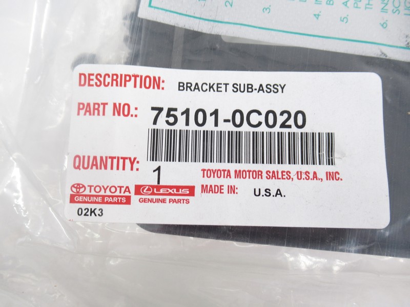 Genuine OEM Toyota 75101-0C020 Front License Plate Bracket 2017-2022 Sequoia
