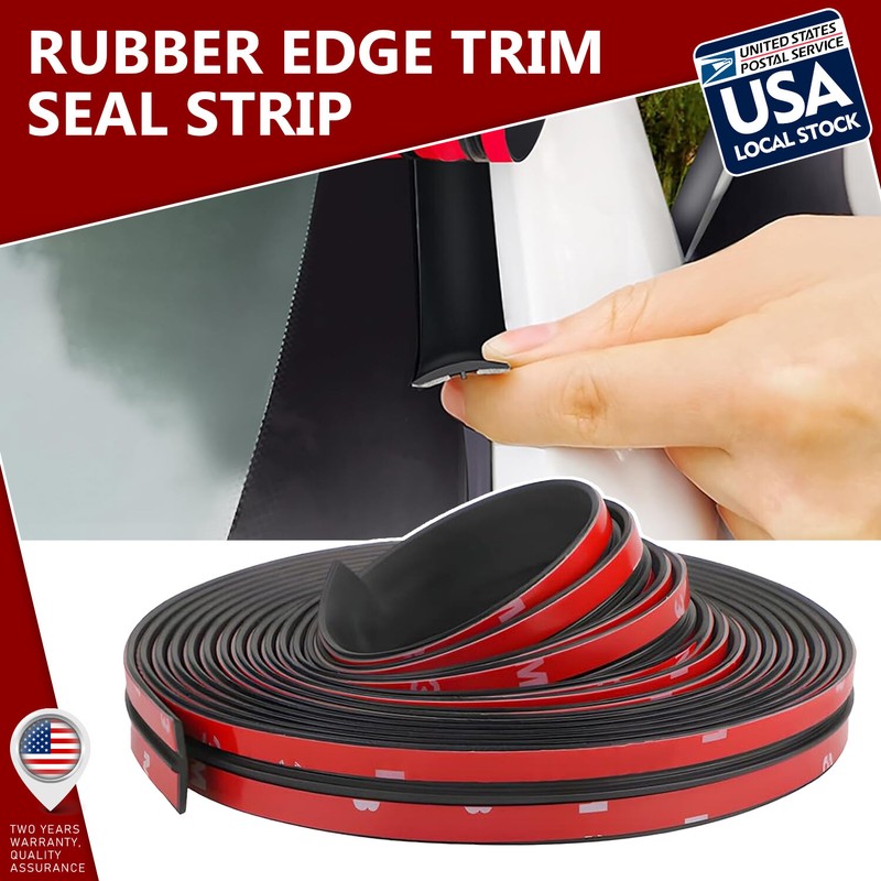 Waterproof 9.8ft T-Shape Rubber Seal Front/Back windows Edge Guard Molding Trim