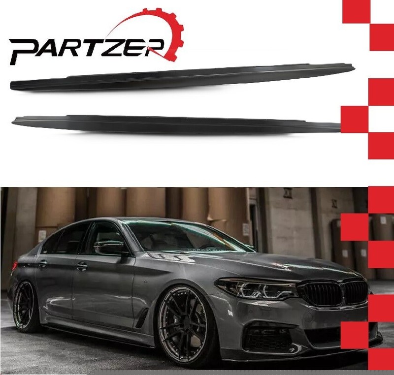 Side Skirts Extension Glossy Black For 2017-23 BMW 5 Series G30 G31 M Sport 540i