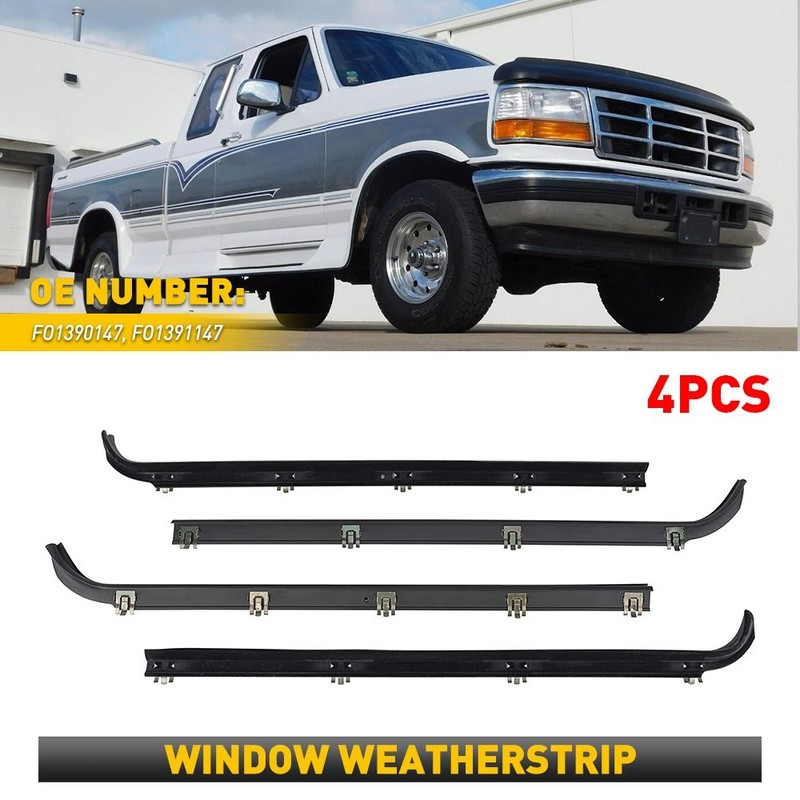 Door Window Seal Belt Weatherstrip 4 Piece Set For 1987-1997 Ford F150 F250 F350