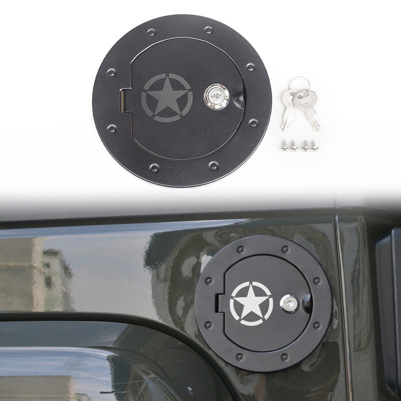 For Jeep Wrangler JK 07-17 Aluminum Alloy Fuel Filler Gas Tank Oil Cap Cover