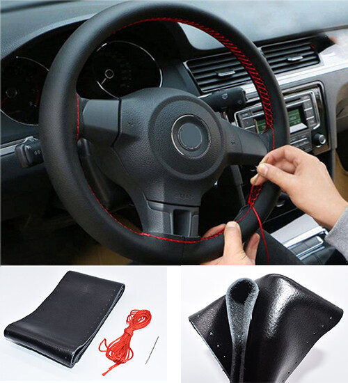 15" Steering Wheel Cover Genuine Leather for Nissan Titan 2004-2014 2015-2021 gallery