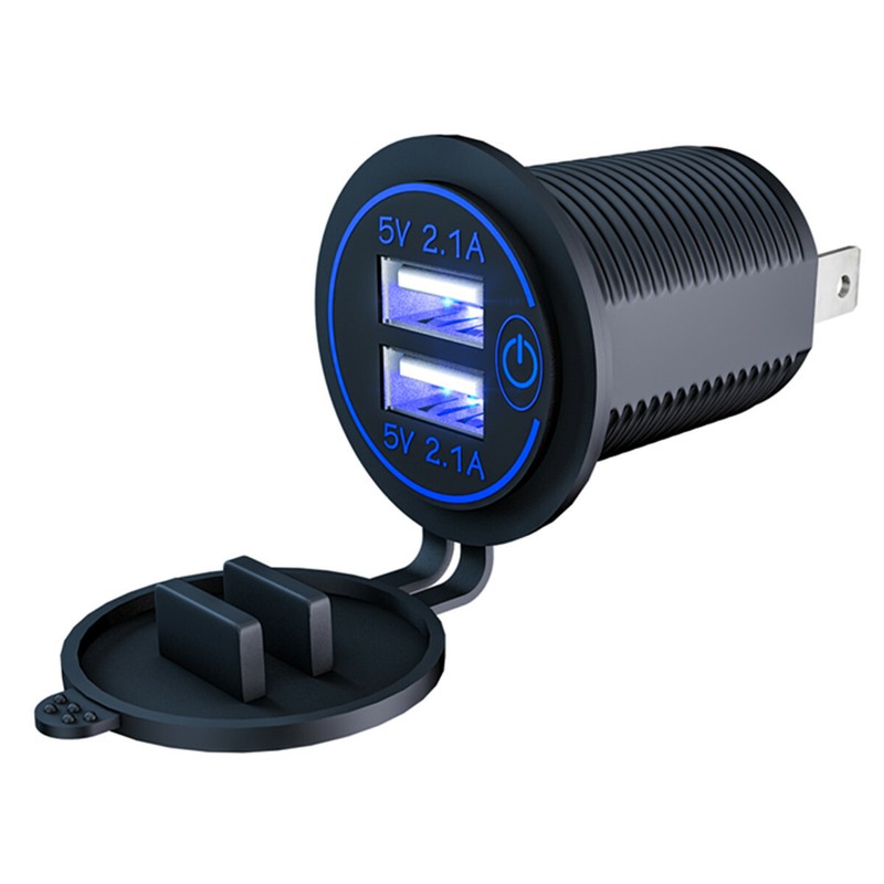 12V-24V Dual USB Car Fast Charger Cigarette Lighter Power Socket Outlet W/Wire