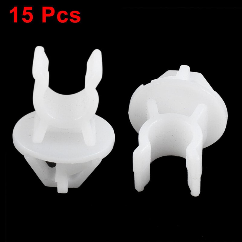 15pcs White Plastic Car Hood Prop Rod Clip Fasteners 14mm x 11mm Hole for Honda