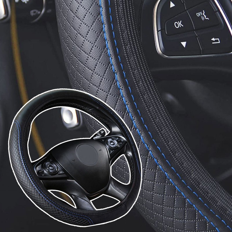 Car Steering Wheel Cover,15/37-38CM Black Universal Microfiber Leather Covers gallery