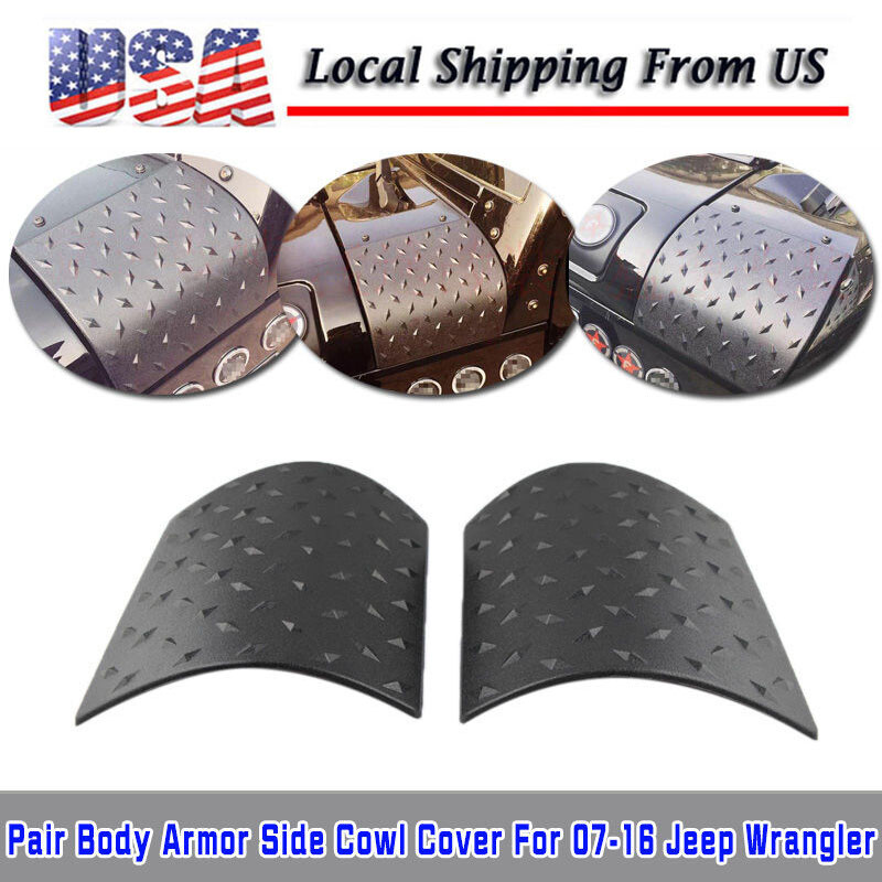 2Pcs Body Armor Plate Side Cowl Cover Trim For Jeep Wrangler JK 07-18 Unlimited