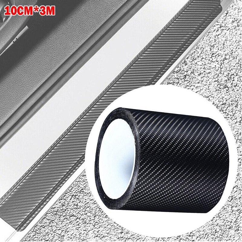 10CM Car Door Fiber Carbon Plate Bumper Scuff Sill Cover Anti Scratch Sticker
