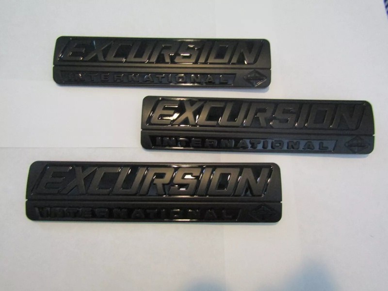 3Pc FENDER / REAR HATCH BODY Emblems For 00-05 EXCURSION INTERNATIONAL ALL BLACK