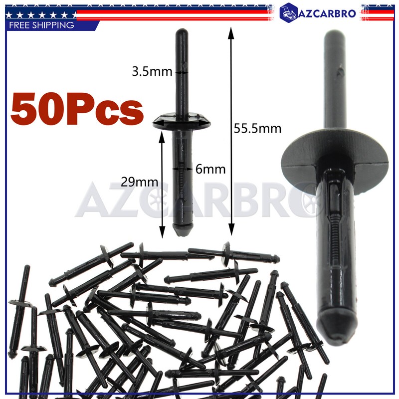 50x Nylon Plastic Rivets Set Car Bumper Fender For Auto Plastic Retainer Clips