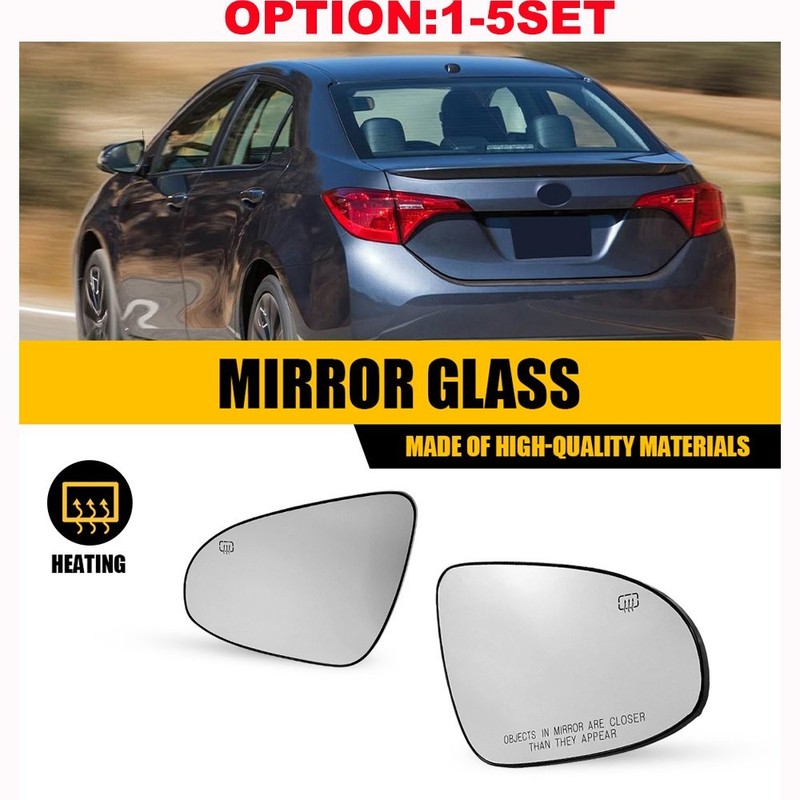 2x Mirror Glass Replacement Heated w/Backing LH RH For 2014-2019 Toyota Corolla