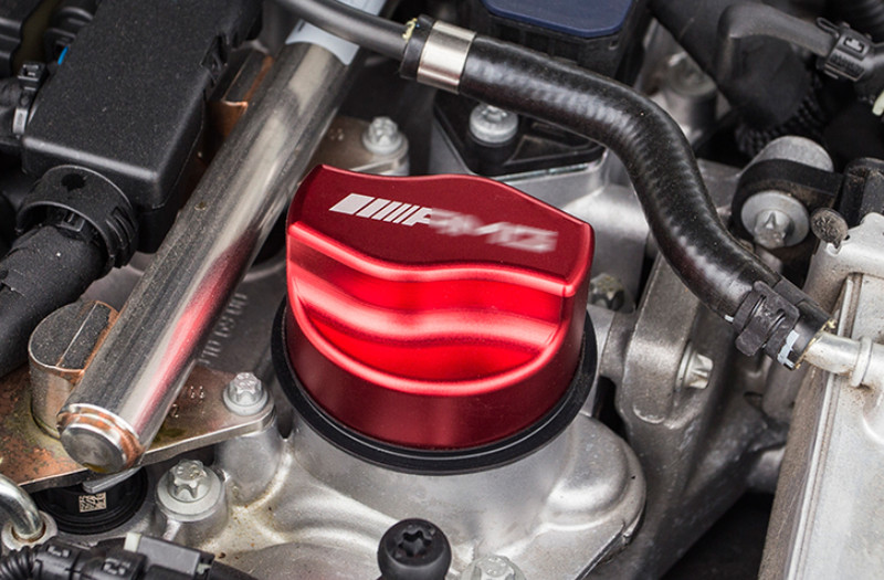 Red Aluminum Outside Engine oil Cap Cover Trim 1PCS For Benz C-Class 2015-2021