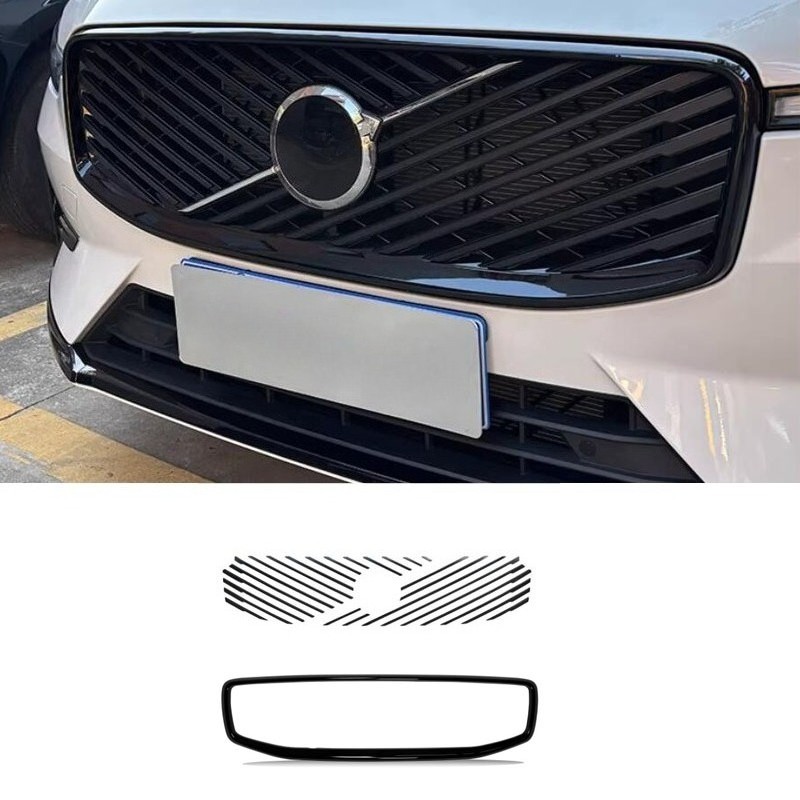 For 2026 Volvo XC60 Glossy Black ABS Front Grille Frame Decorative Strip Trim X
