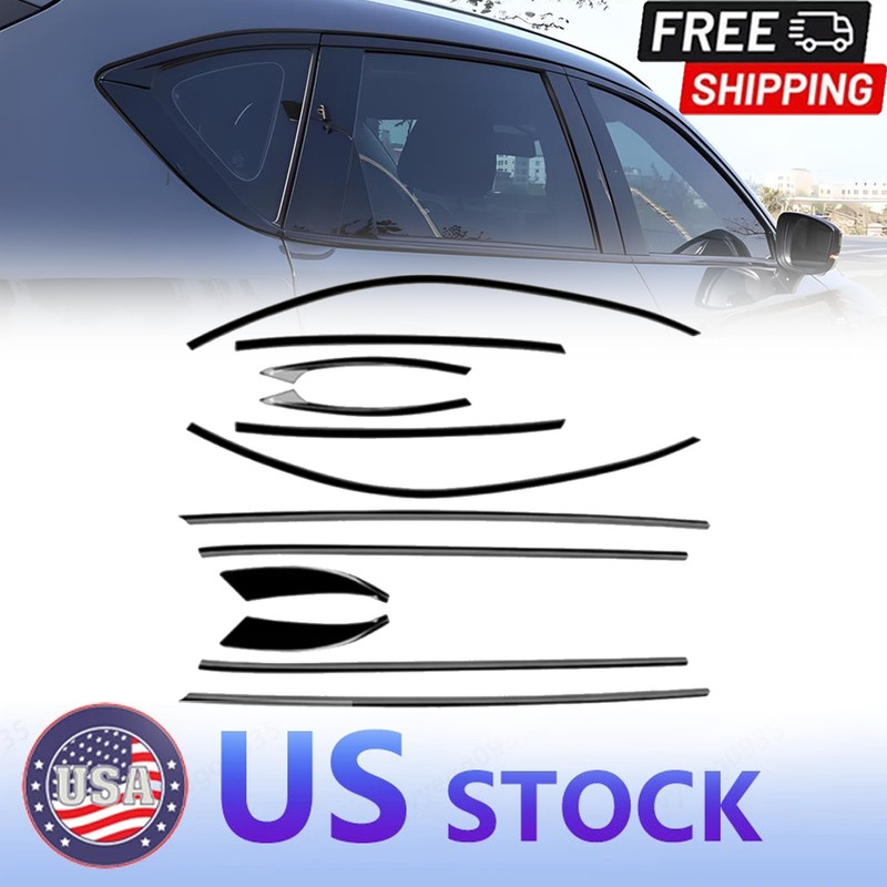 FOR Mazda CX-5 2017- 2025 Gloss Black Car Window Molding Trims Seal Belt Strips