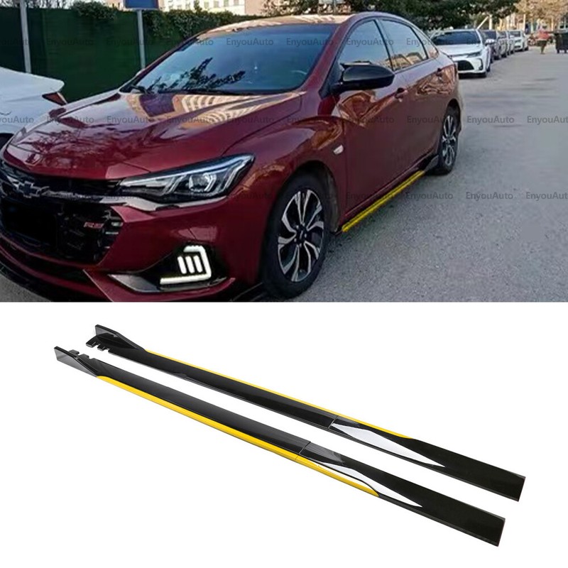 For Chevrolet Impala 86″ Side Skirt Extension Rocker Panel Splitter Black Yellow