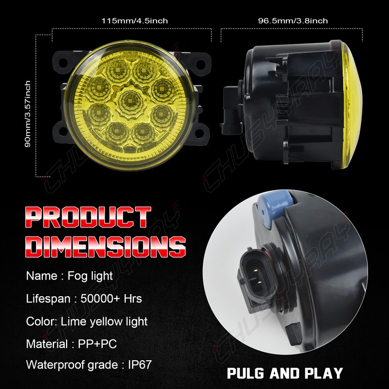 Pair For 2015-2018 Jeep Renegade Yellow Front Bumper Fog Light Driving Lamp A++ gallery