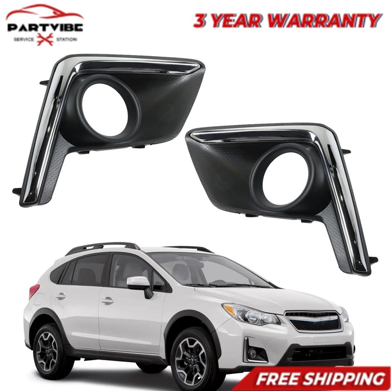 Left+Right Fog Light Lamp Cover Bezel Chrome Trim For Subaru Crosstrek 2016-2017