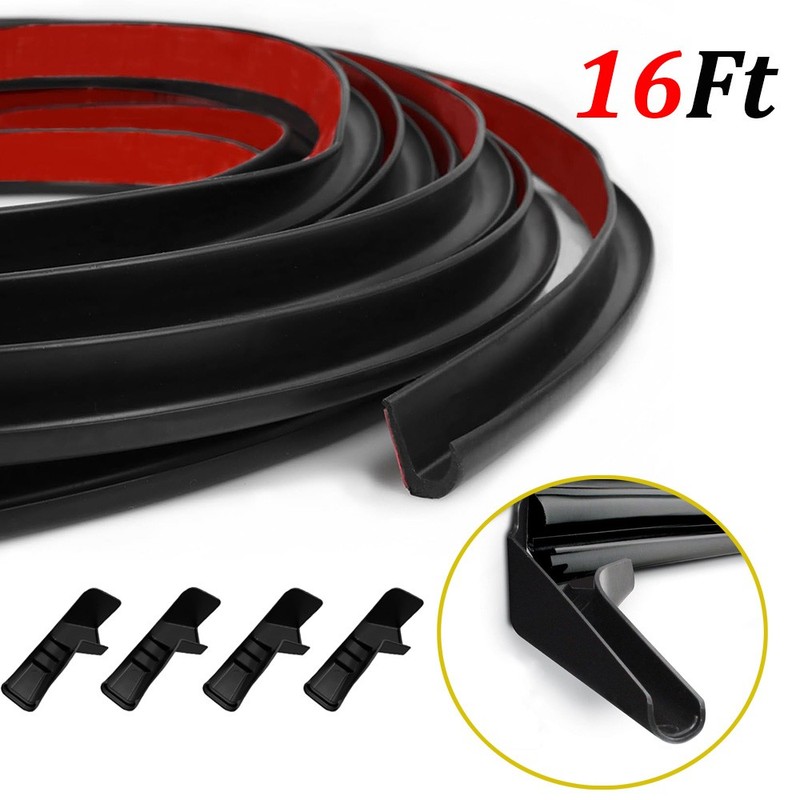 16FT RV PVC Plastic Rain Gutter Strip J-Shape Drip Rail Molding Trim W/4 Spouts