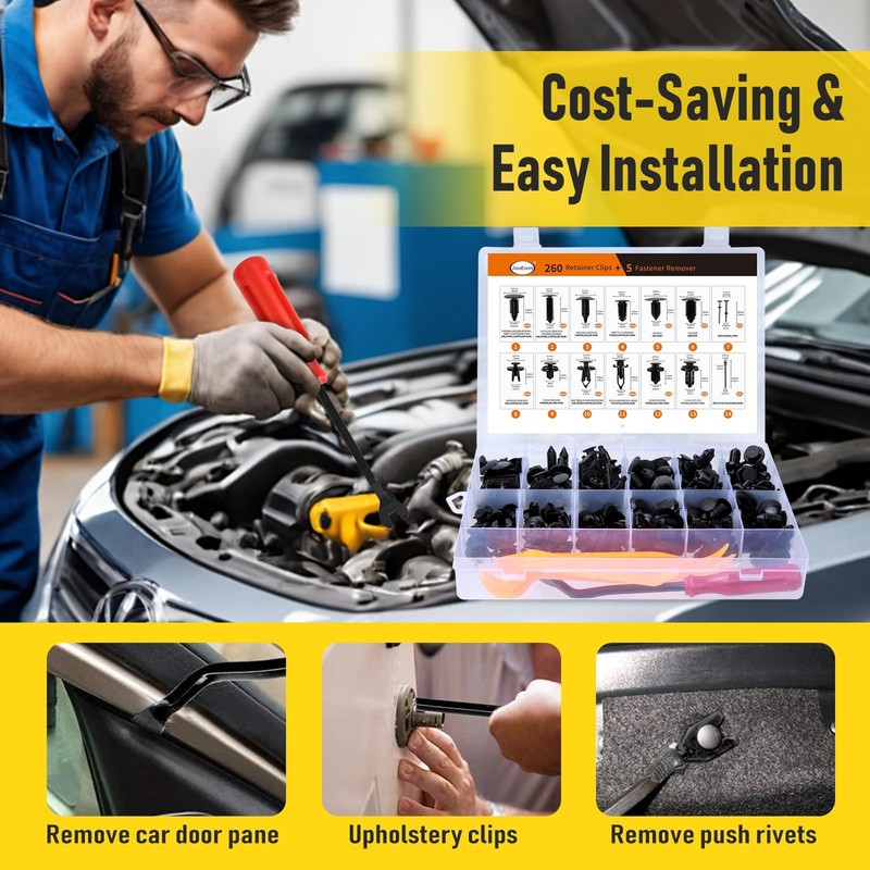Car Bumper Retainer Clips 260PCS Auto Plastic Rivets Push Fasteners Set Popular gallery