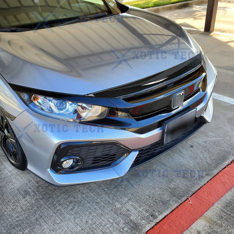JDM Style Black Front Hood Bumper Upper Decor Cover For Honda Civic 2016-2021