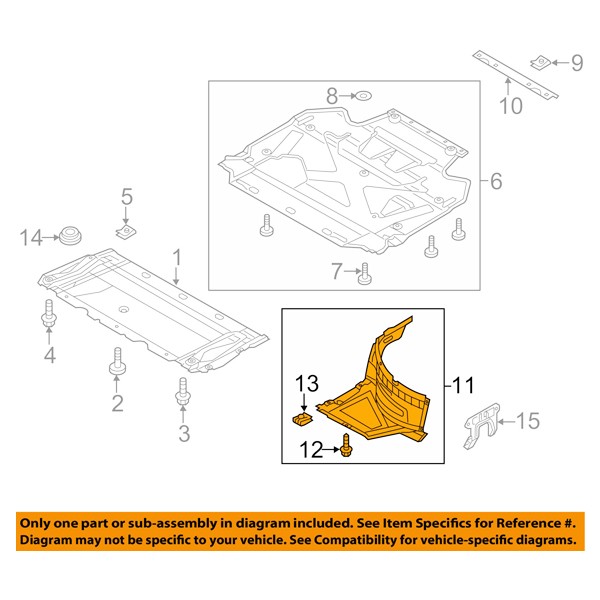 For 12-15 A6 & S6 Front (Front Section) Splash Shield Inner Fender Liner Right gallery