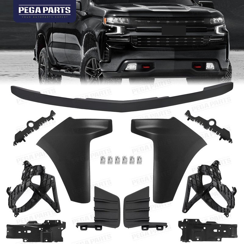 Front Bumper End Cap Trim w/Bracket Kit For 2019-2025 Chevrolet Silverado 1500