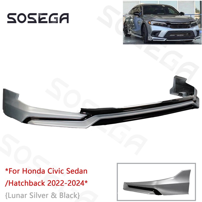 Fits For Honda Civic Sedan Hatchback 2022-24 Lunar Silver Yofer Front Bumper Lip