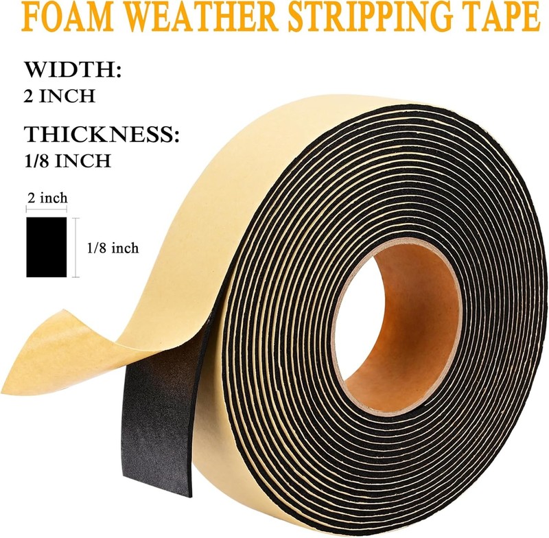 Weather Stripping Door Seal Strip 30 Feet, 2 Inch Wide X 1/8 Thick Black gallery