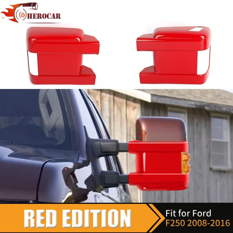 2x Red Mirror COVERS For 2008-16 FORD F250 F350 F450 F550 W/Signal Hole Exterior gallery
