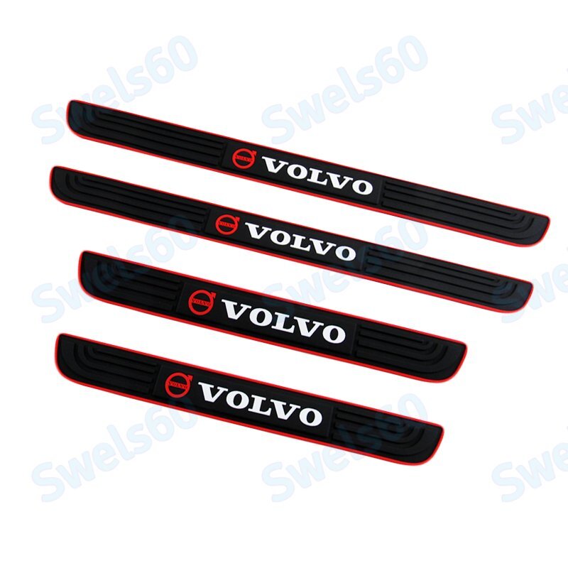 NEW 4PCS Black Rubber Car Door Scuff Sill Cover Panel Step Protector For VOLVO