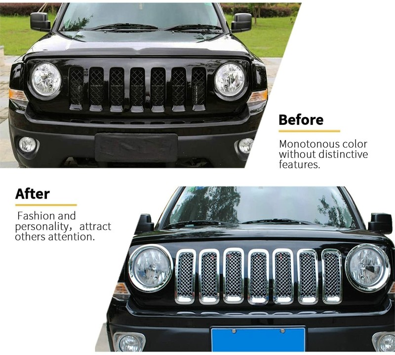 Chrome Front Grille Grill Mesh Insert Trim Cover for 2011-2016 Jeep Patriot 7pcs gallery