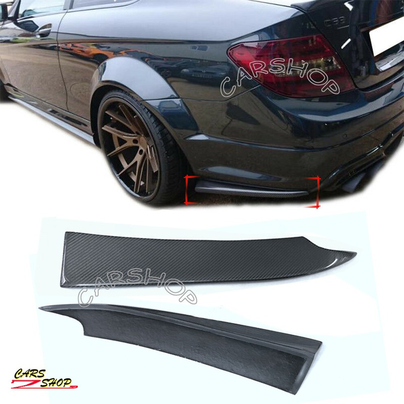 Carbon Fiber Rear Bumper Side Splitter Trim For BENZ W204 C300 C63 AMG 2008-2011