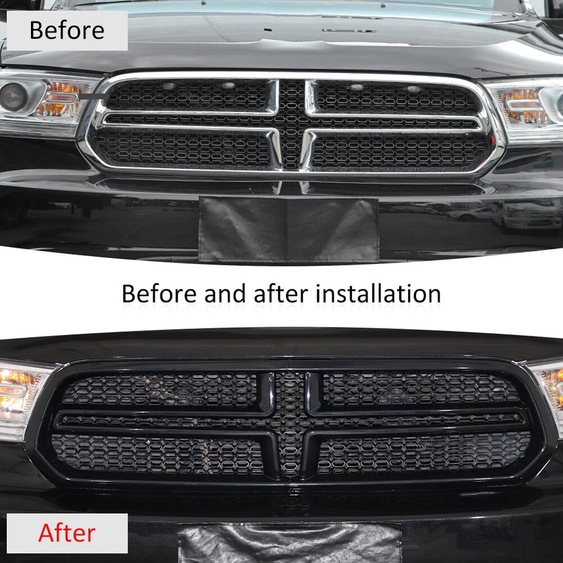 Black Front Center Grill Mesh Grille Inserts Trim Cover for Dodge Durango 11-20 gallery