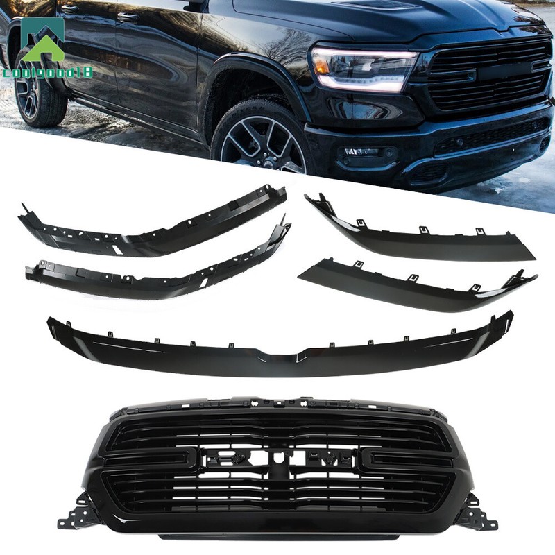 For 2019 2020 2021 2022 Ram 1500 Front Upper Grill & Grille Molding Trim Set