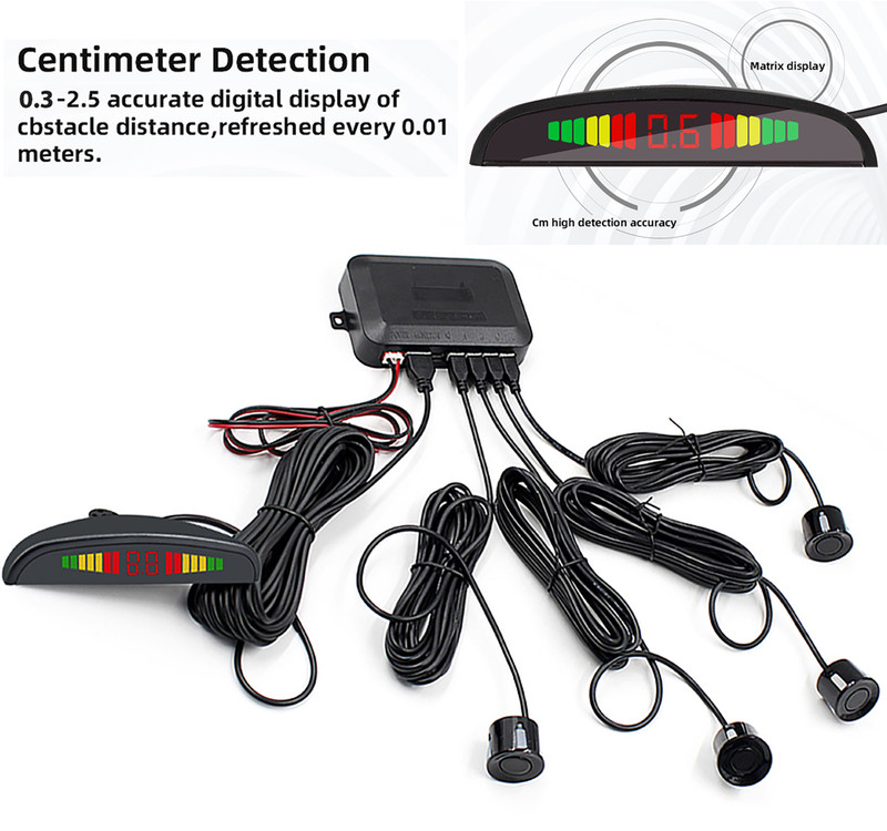 US Parking 4 Sensors Car Reverse Backup Rear Buzzer Radar System Kit Sound Alarm gallery
