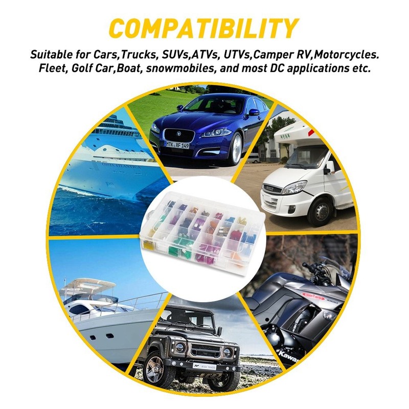Mini Car Fuse Colorful Assorted Kit AMP Blade Set Auto 220pcs Truck Automotive gallery