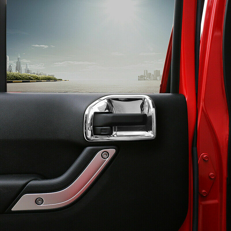 4pcs Door Handle Bowl Cover Trim Chrome for Jeep Wrangler JK 2011-17 Accessories gallery