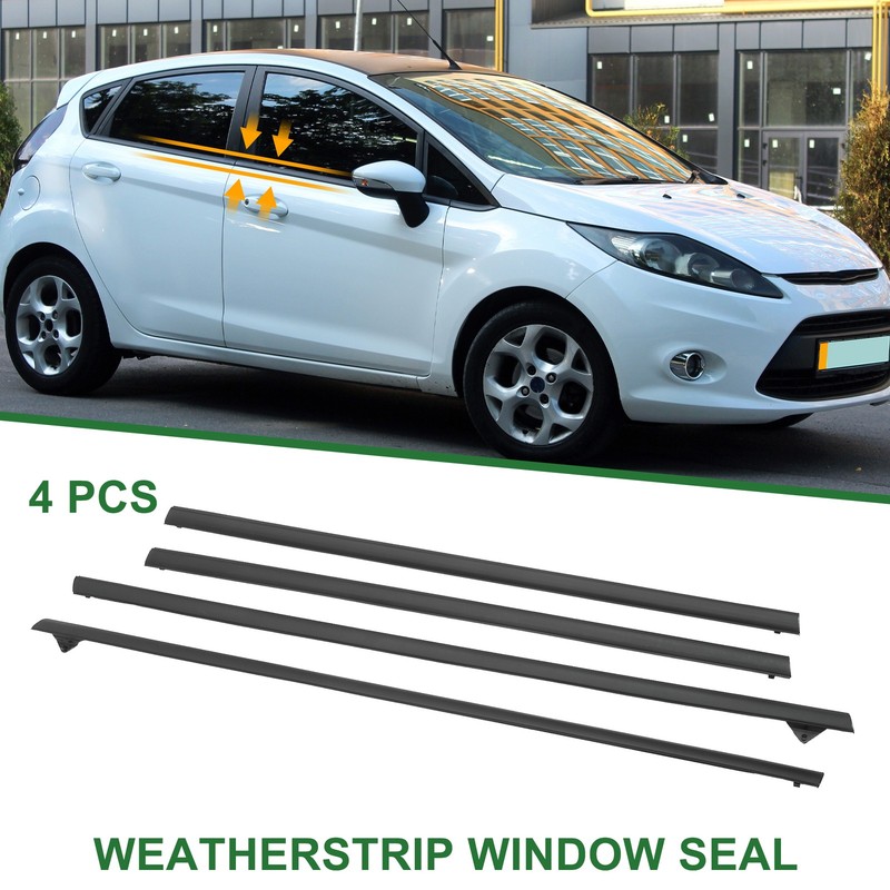 4pcs Weatherstrip Window Seal No.DK5150650C for Ford Fiesta 2009-2013 Black