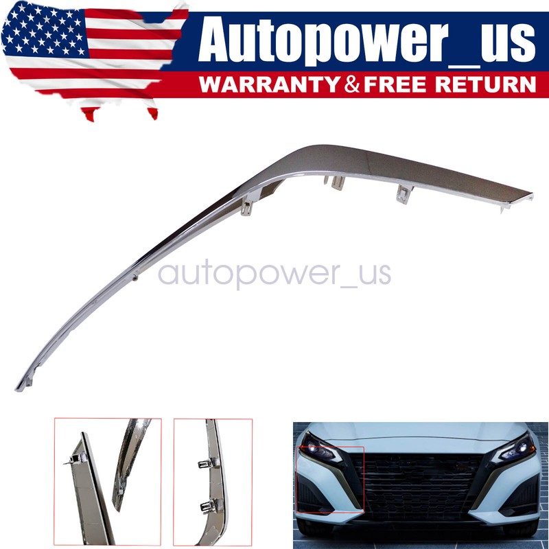 Right Side Front Bumper Grille Molding Plated Grill For Nissan Altima 2023 2024